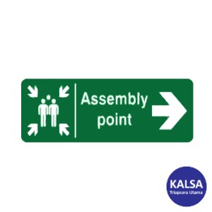 Safety Sign Assembly Point Right Direction Glow In The Dark Sticker Only
