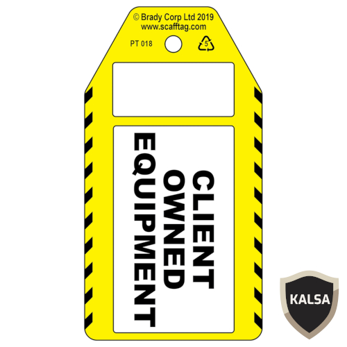 306735 Black On White, Yellow Process Tags Client Owned Equipment Brady ...
