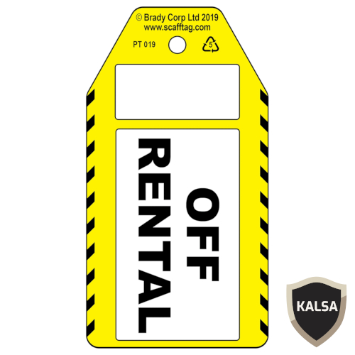 Already Rented Tag 306736 Black On White, Yellow Process Tags Off Rental Brady - PT. KALSA ...