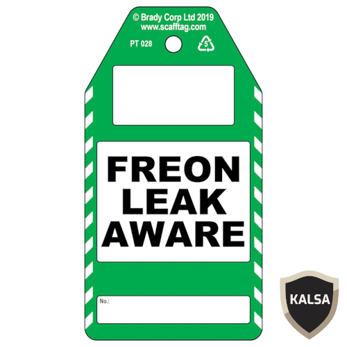 306745 Black On Green, White Process Tags Freon Leak Aware Brady - PT ...